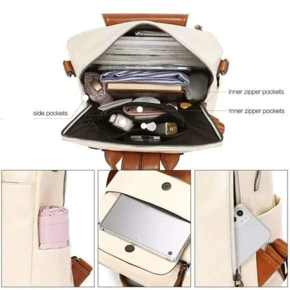 New Midori Backpack Lrg Convertible  Beige Brown - Picture 4 of 6